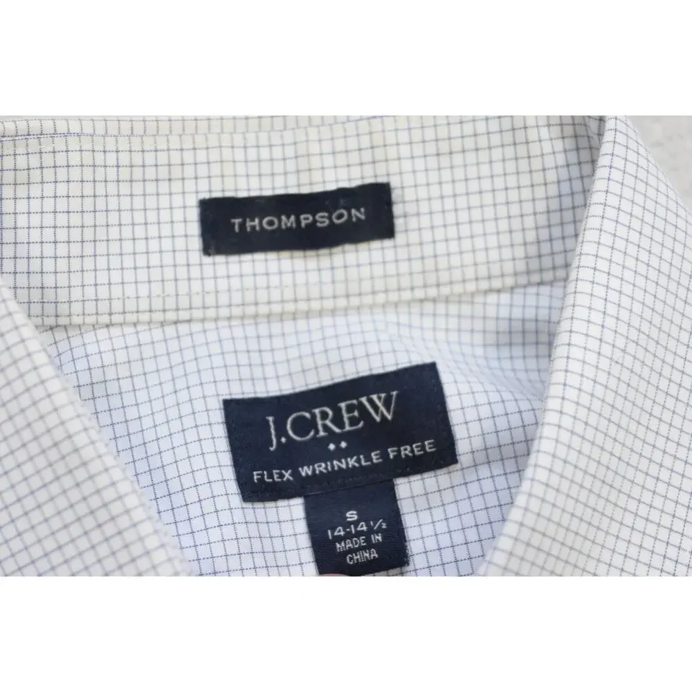 J Crew Thompson‎ Dress Shirt Stretch Button Up Plaid Long Sleeve Mens Size Small